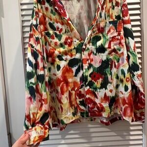 Pleasures Floral Button-Up Shirt – Size Large.